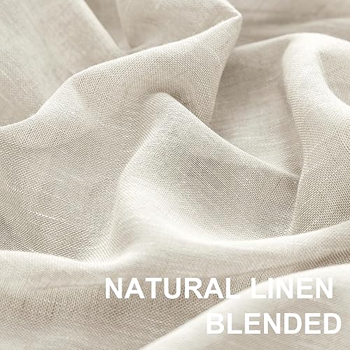 Miniatura 10 de Turquoize cortinas semitransparentes con ojales para cortinero, paneles de cortina de lino natural mezclado, cortinas transparentes para dormitorio