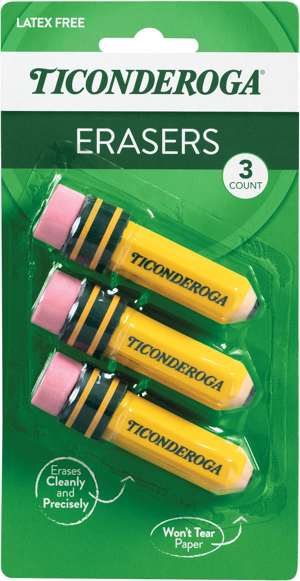 - Shaped Eraser, Latex-Free, 3/Pk