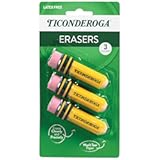 TICONDEROGA ® Erasers, Pencil Shaped, Yellow, 3 ct (38953)