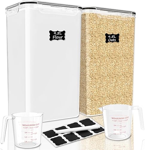 Miniatura 8 de 2 unidades de contenedores de almacenamiento de harina y azúcar (8.5L 287 Oz) Contenedores de almacenamiento de alimentos extra grandes con tapas