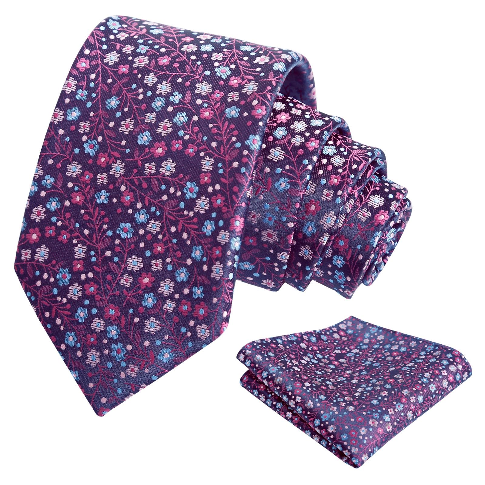 Alizeal Mens 3.15'' Floral Tie with Pocket Square