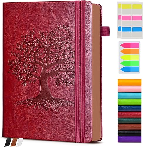 Vista 26 de Diario vintage de cuero con 300 páginas numeradas, diario rayado A4 para hombres y mujeres, diarios para escribir, cuaderno de rayas universitarias