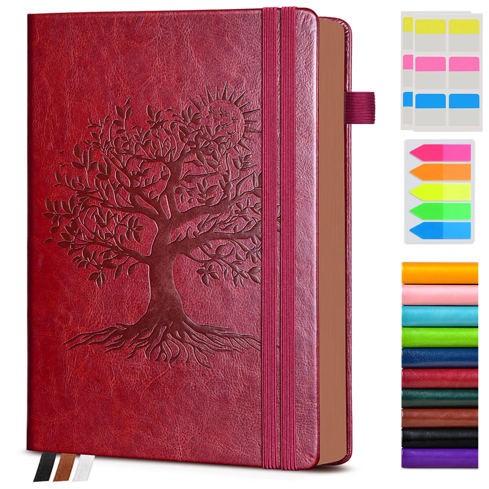 PAIBAS Lined Journal Notebook with 300 Page Numbered Pages, Vintage Leather, Wine red, A5 (5.8in x 8.3in)