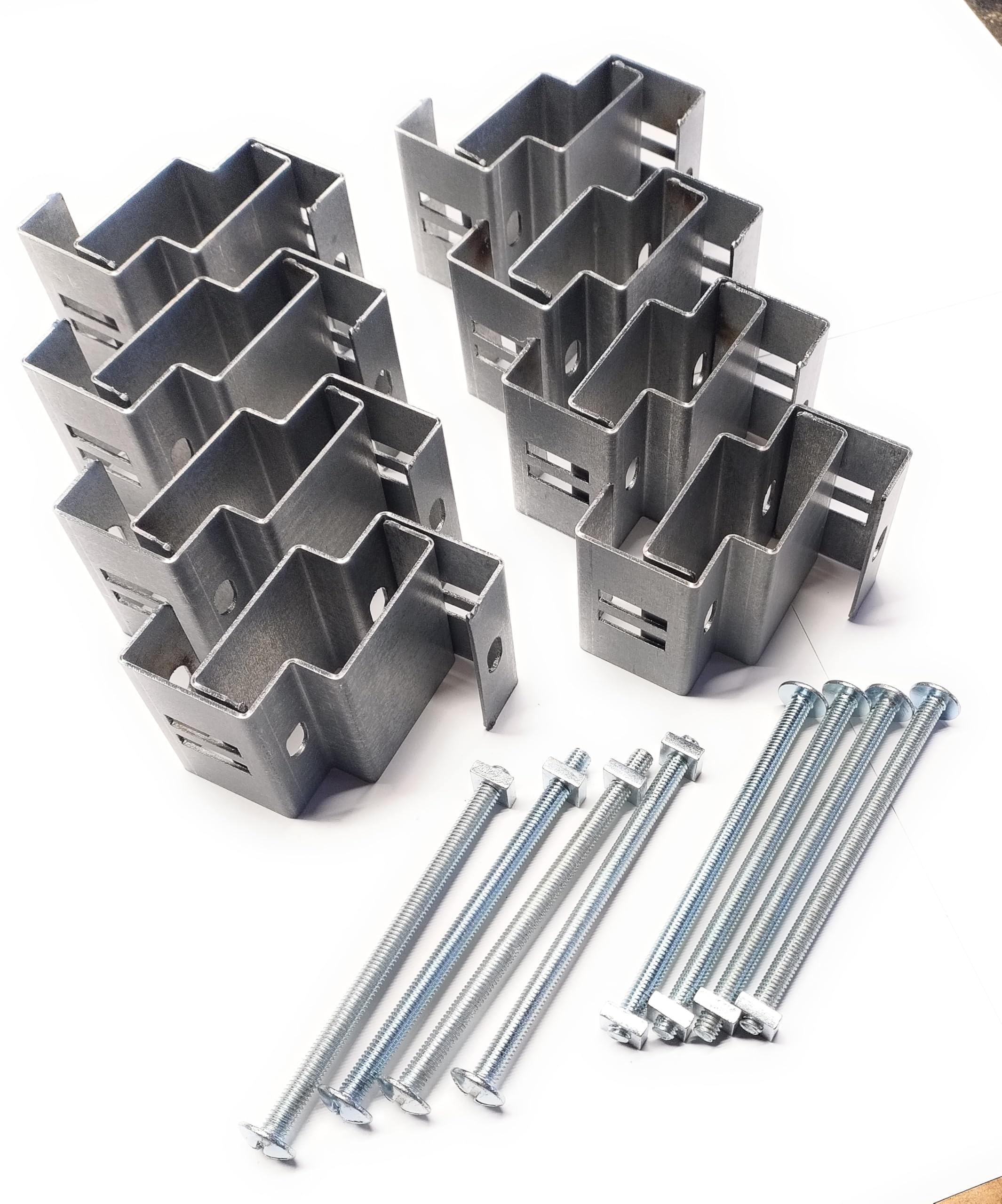 POSTFIX ® 4" X 5" Slotted Concrete Fence Post Brackets to Fit 4" x 5" Posts - ***Pack of 8*** - Fix Anything to Concrete Posts Just Clamp On - NO Drilling!