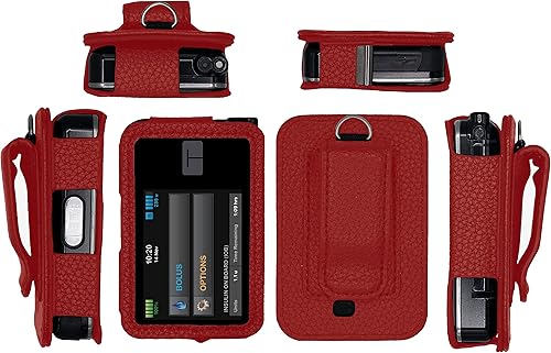 Vista 4 de Funda de cuero con protector de pantalla para bomba de insulina tándem tándem tándem t:Slim X2 (morado)