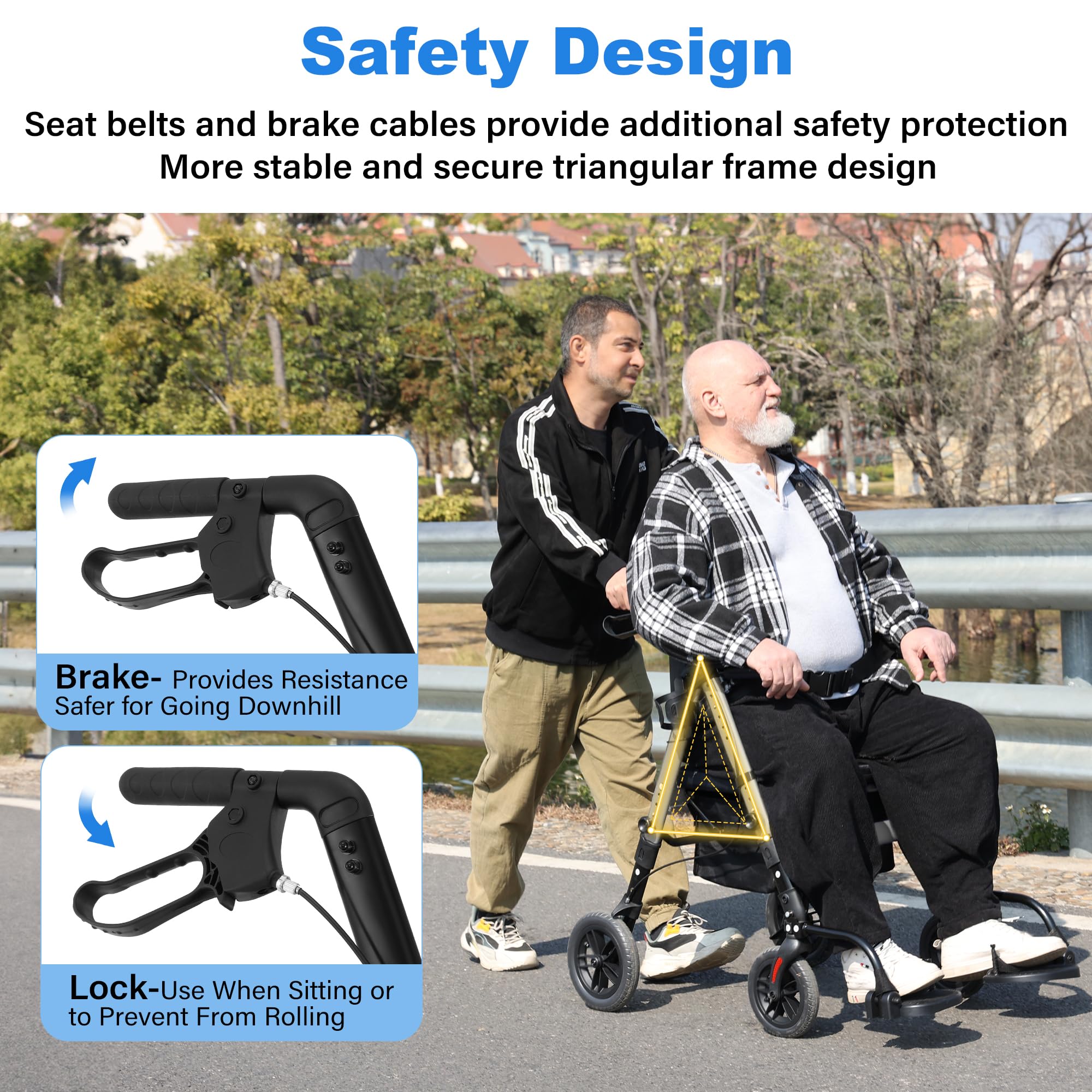 Heavy Duty Walkers for Seniors, 2-in-1 Rollator Wheelchair Combo — Amazon image 5