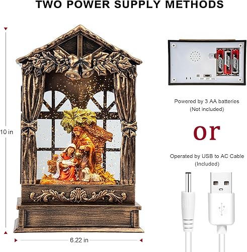 Vista 46 de Linterna de globo de nieve de Navidad, muñeco de nieve brillante con música, forro USB/funciona con pilas, linterna iluminada para decoración