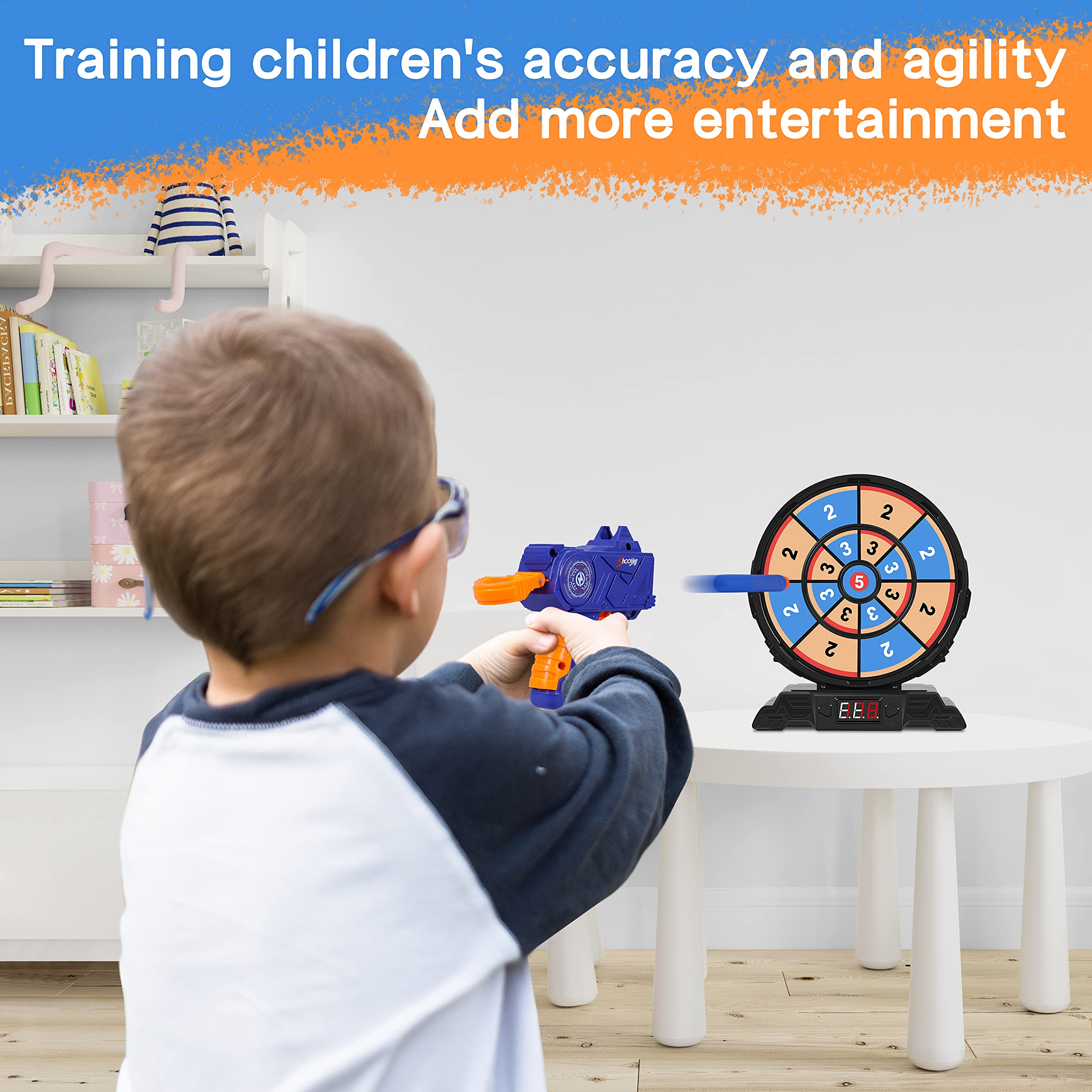 Digital Shooting Targets with Foam Dart Toy Gun, Electronic Scoring Board Games for Kids