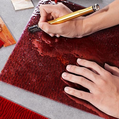 Miniatura 47 de Lanyani 2 hojas de vitrales de 12 x 12 pulgadas para manualidades, paneles de vitrales iridiscentes para mosaico de vidrio, suministros de vitrales