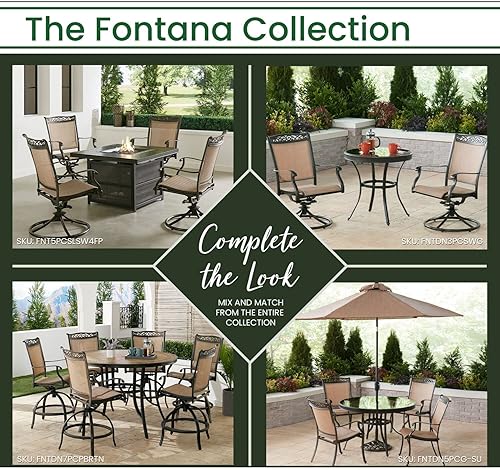 Miniatura 5 de Hanover Fontana - Juego de comedor al aire libre de 9 piezas, de aluminio resistente al óxido, para 8 personas con balancines giratorios y mesa