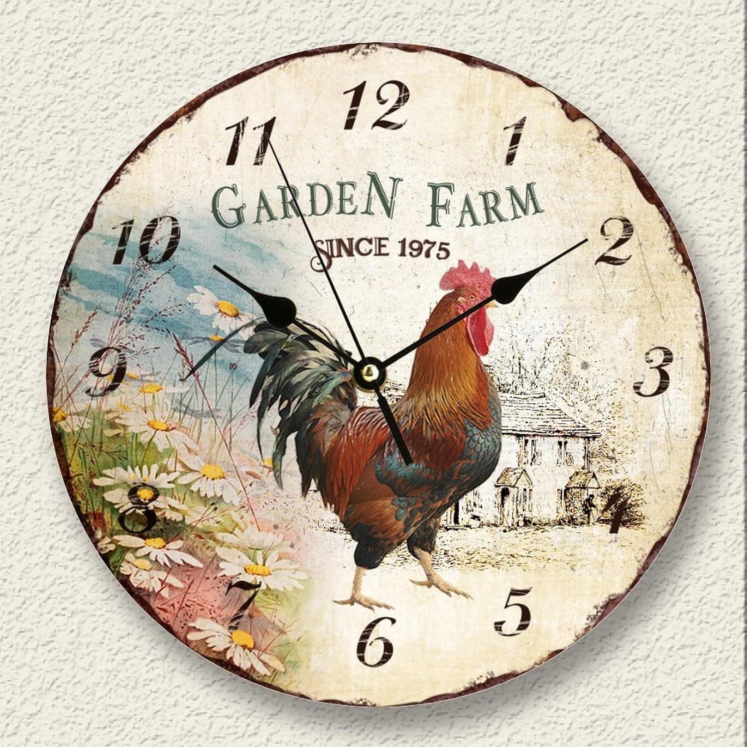 Vrurinss Vintage Farmhouse Chicken Wall Clock Garden Farm