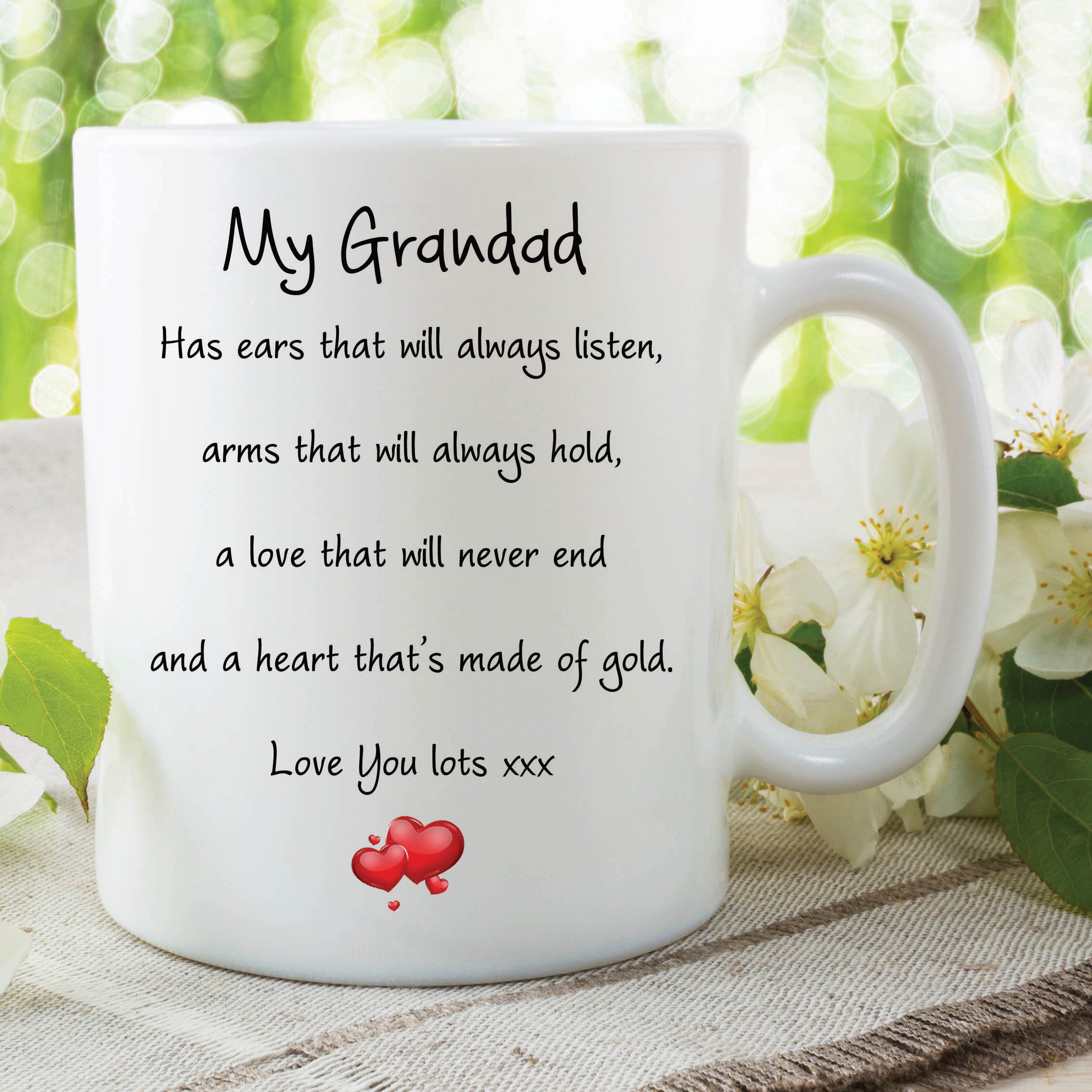 Peachy Antics White Grandad Mug Love You Lots Heart Of Gold Fathers Day Gift Birthday Cup Wsdmug591