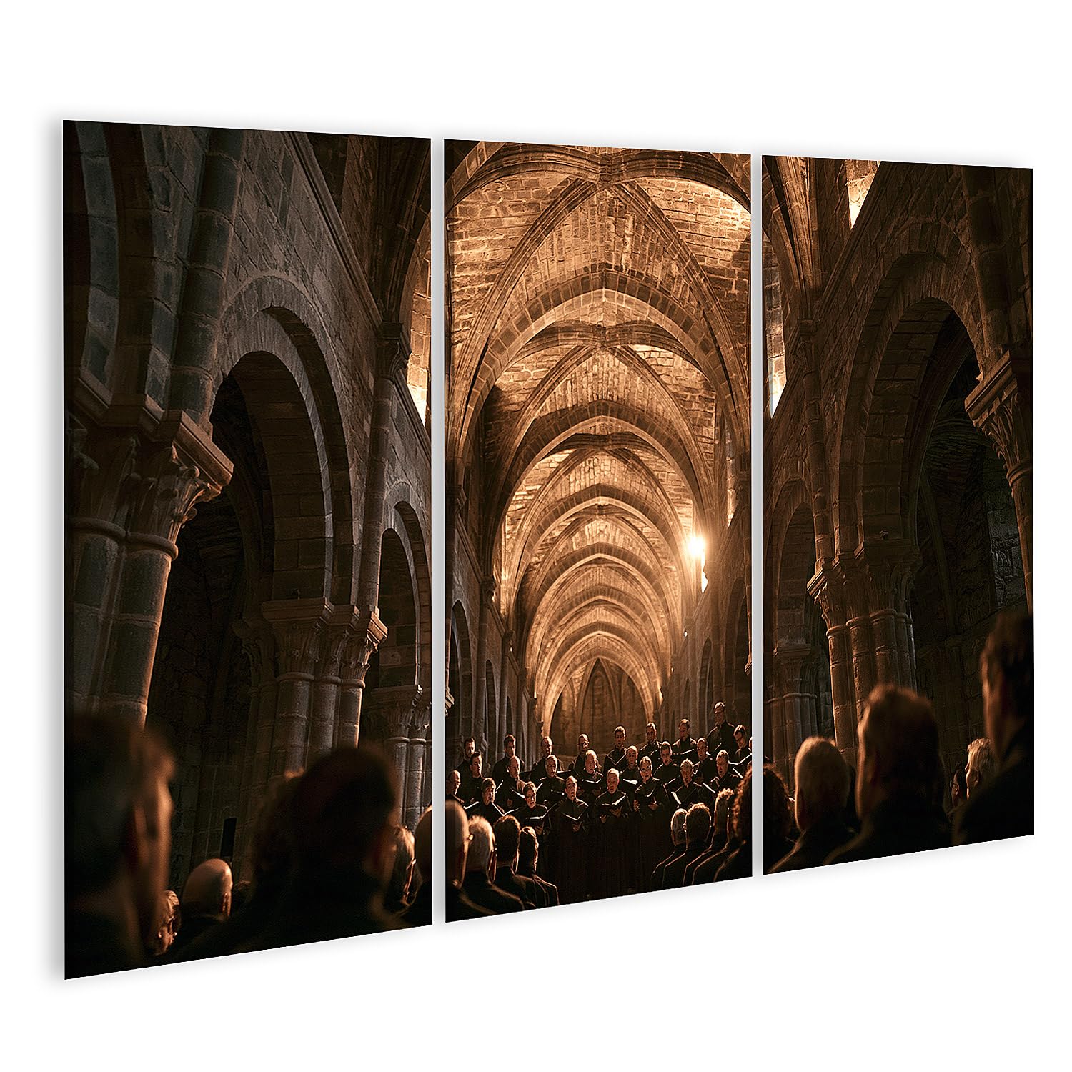 islandburner Quadro su tela, canto coro in rilievo in chiesa antica, decorazione da parete per soggiorno per gli amanti della musica, 3 pezzi