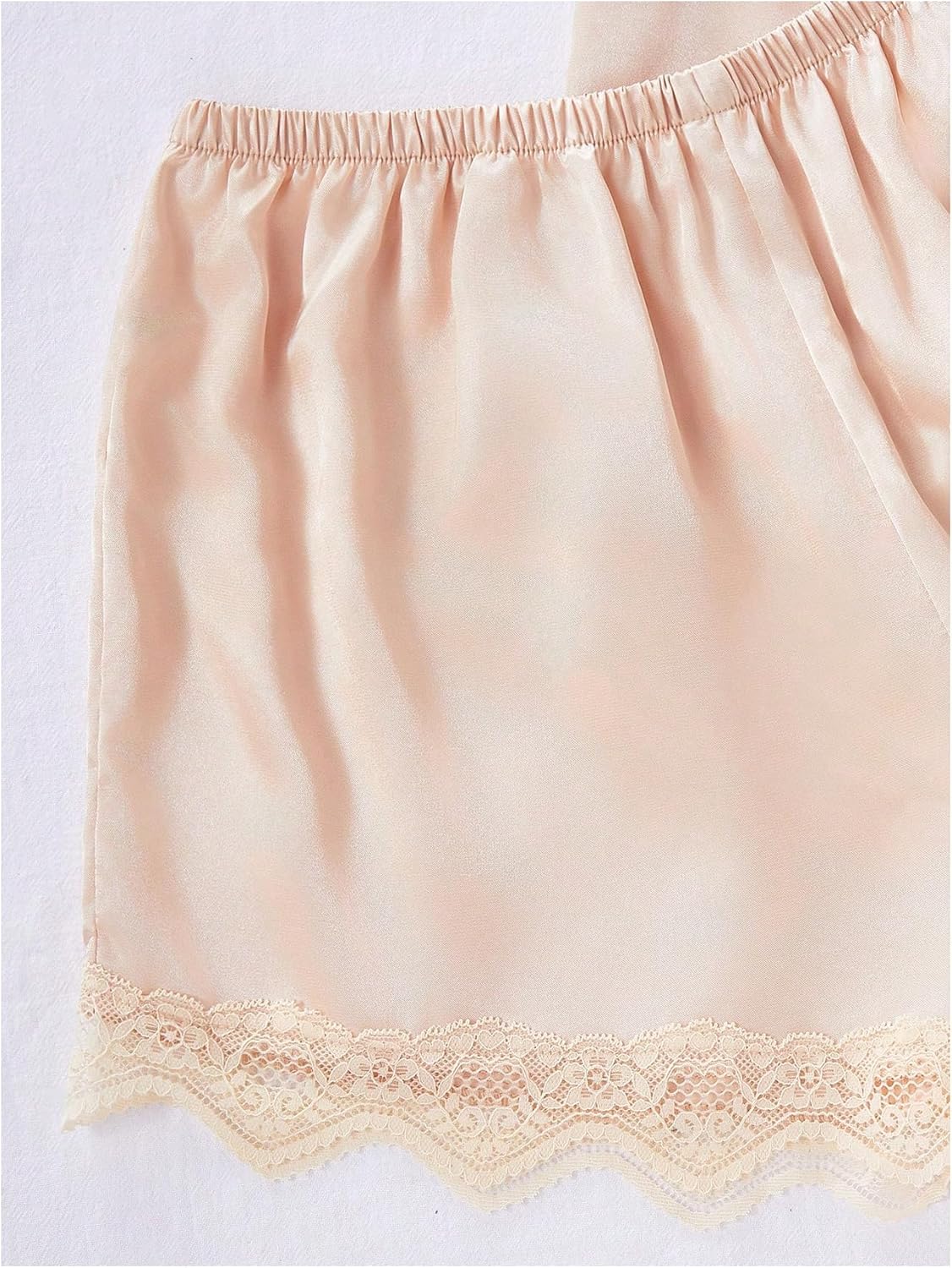 SweatyRocks Women's Silk Pajamas Set 4pcs with Robe Lace Trim Shorts Lounge Sets Pants Sleepwear - Image 6
