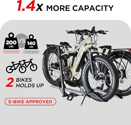 Miniatura 2 de Portabicicletas de aluminio montado en enganche de 200 libras de capacidad para bicicletas estándar y bicicletas eléctricas, apto para autos, SUV,