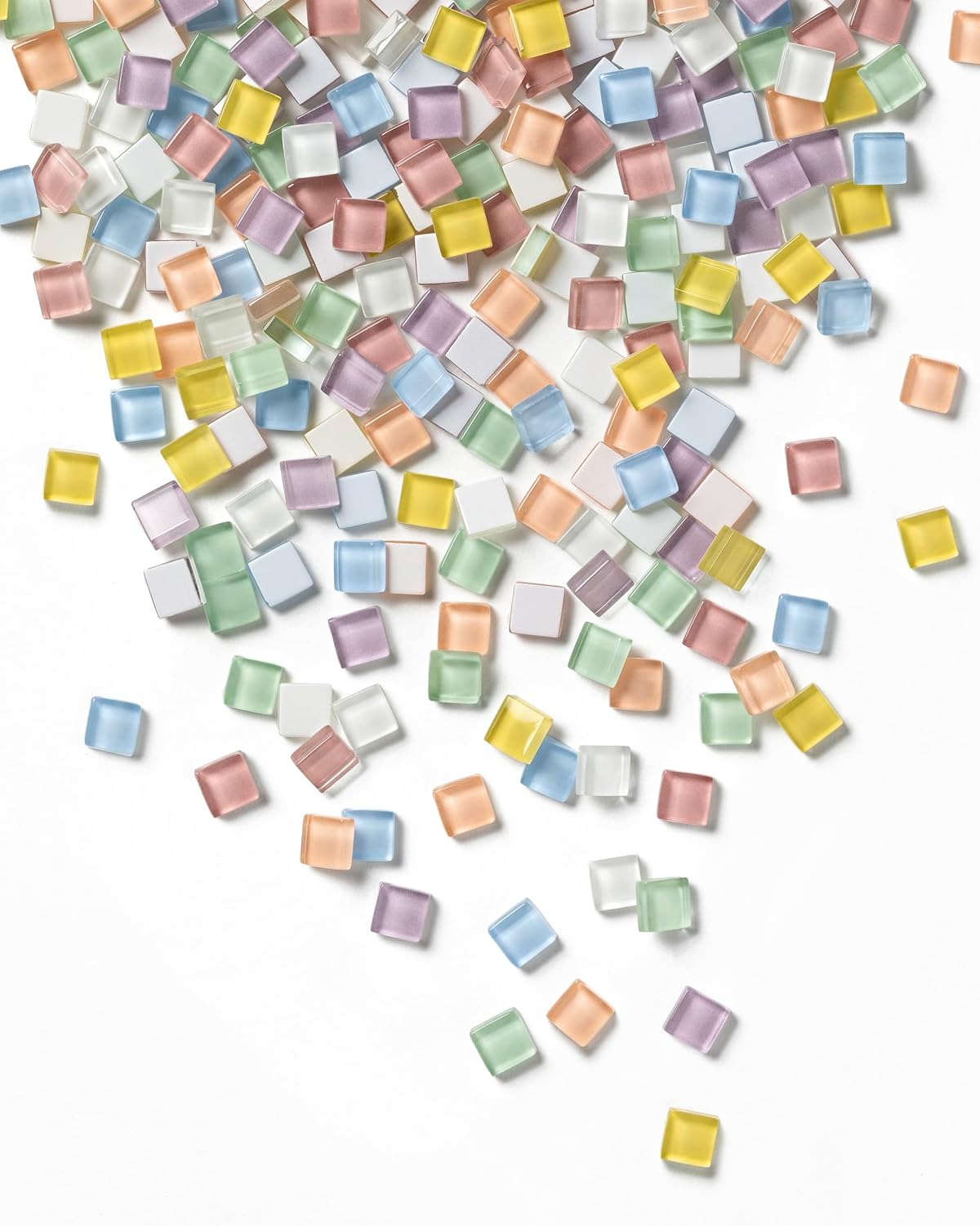 Folia 5619 Mosaic Glass Tiles Pastel, 300 Pieces with 10 x 10 mm, Approx. 240 g Mosaic Stones in 7 Pastel Colours, for Crafts, Decorating and Decorating