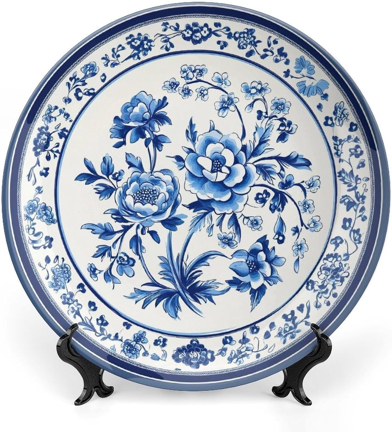 Exquisite Ceramic Decorative Plate, Porcelain Bone Porcelain Plates with Display Stand for Kitchen Dining Room Wine Cabinet - Chinese Style Unique Home Decor
