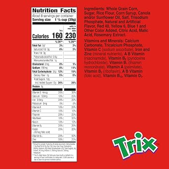 Trix Breakfast Cereal, 6 Fruity Shapes, Made with Whole Grain, 10.7 oz