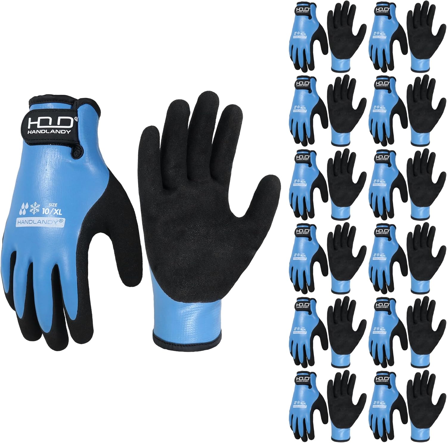 HANDLANDY 2 Pairs Waterproof Work Gloves for Cold Weather, Insulated Winter Freezer Work Gloves with Grip for Men & Women