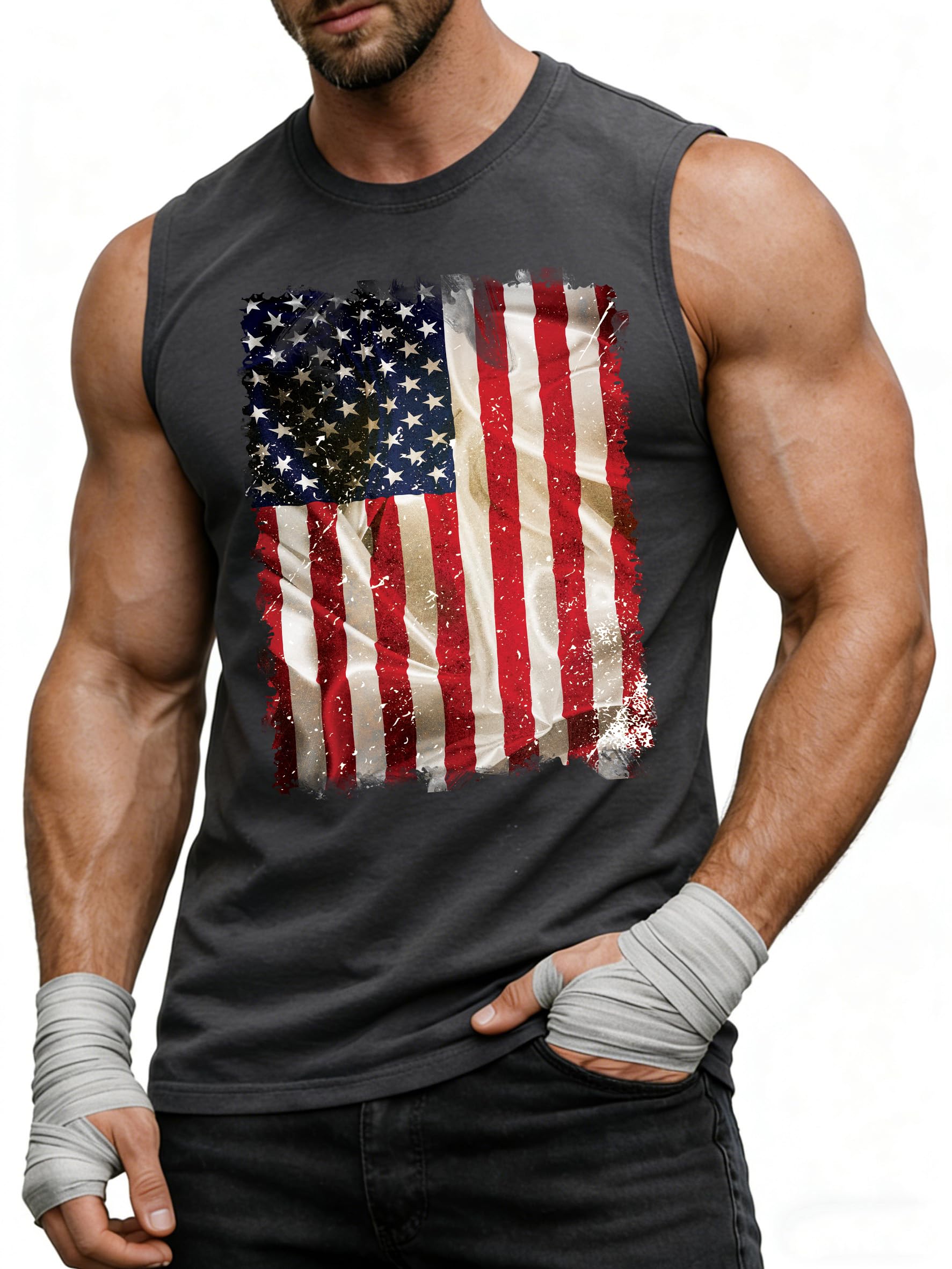 Heralady 4th of July Shirts Mens Muscle Tank Top 1776 Sleeveless Graphic Gym Workout American Flag Shirt