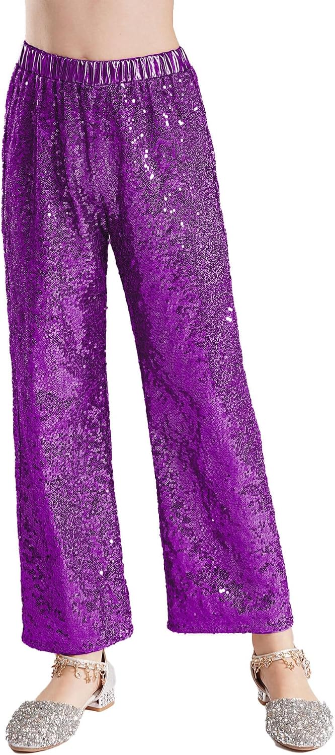 Pantalon De Danse Enfant Fille Garçon Sequins Brillants - Gymnastique Fitness Jogging Disco