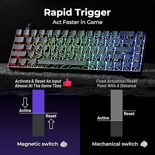 Miniatura 4 de XVX HE68 Max Teclado de disparo rápido 60% por ciento, teclado de efecto Hall con interruptor magnético de jade Max Gateron, marco de aluminio CNC,