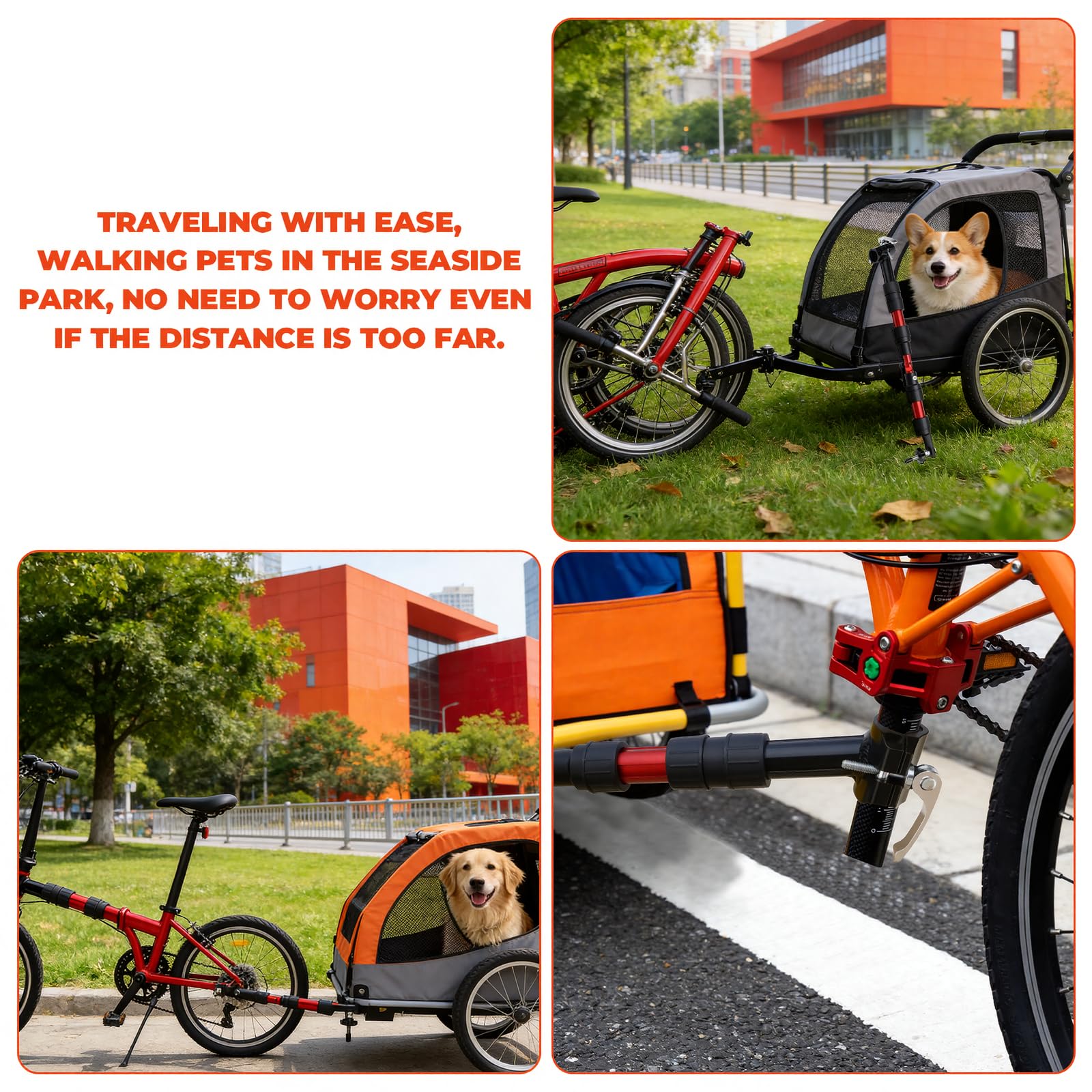 GIAK Bicycle Trailer Adapter Bicycle Trailer Coupler Modular Nylon Component Design Damping and Steering System for Portable Folding Trolley Steel for Bicycles with Seat Tube Diameter 27-32mm