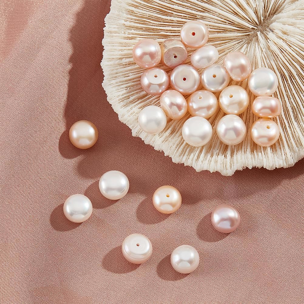 NBEADS 24 Pcs 3 Colors Half Drilled Hole Freshwater Pearl Beads, About 8~8.5mm Half Round Natural Freshwater Pearls Loose Button Cultured Pearls Charms Beads for Earrings Jewelry Making, Grade AA - Image 4