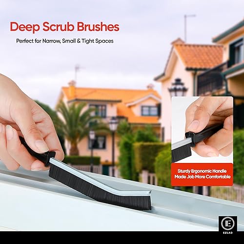 Miniatura 5 de 5 cepillos de limpieza de hendiduras de cerdas duras para uso doméstico, cepillos de limpieza para baño, cocina, azulejos, ventanas y puertas,