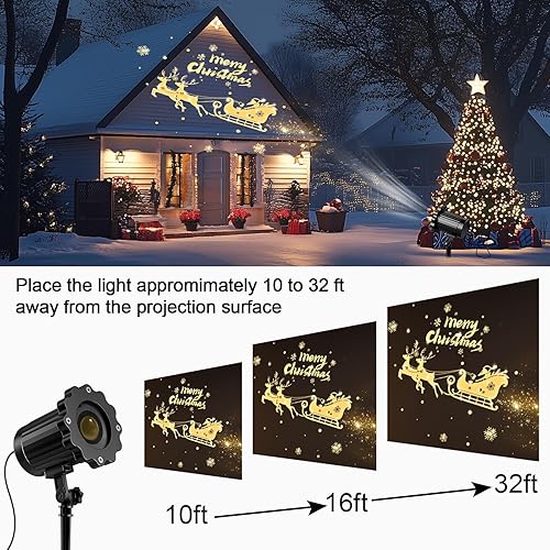 Miniatura 3 de Proyector de luces de Navidad dinámicas 3D para exteriores e interiores, 2025, Papá Noel en trineo, luces de proyector impermeables para ventana,