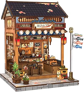 CUTEBEE Book Nook Kit, DIY Miniature House Japanese Izakaya for Adults | Booknook Dollhouse Kit Tiny House Bookshelf Decor, 3D Wooden Puzzle DIY Craft Gift for Family, Friends Japanese Izakaya
