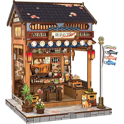 CUTEBEE Book Nook Kit - DIY Miniature House Japanese Izakaya, Dollhouse Kit for Adults and Teens, Booknook Tiny House Bookshelf Decor 3D Wooden Puzzle, Gifts for Family, Friends (Japanese Izakaya)