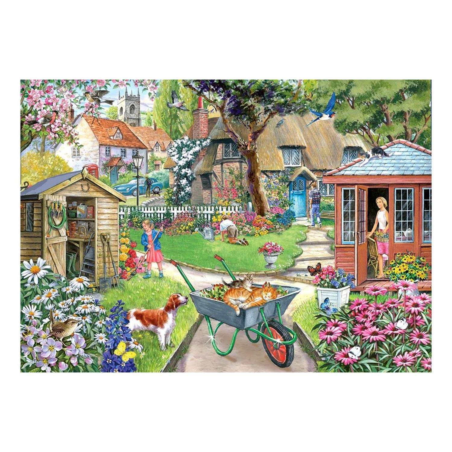 The House of Puzzles - Bloomin' Lovely Jigsaw - Big 500 Piece Jigsaws For Adults, Extra Large Pieces, Artist Illustrated, Scenic Landscape, Deluxe Puzzle Gifts