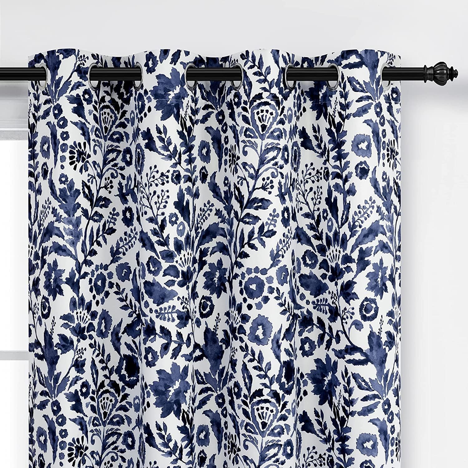 DriftAway Julia Aquareller Blackout Window Curtains Grommet Top Lined Thermal Insulated Energy Saving Window Drapes 2 Layers 2 Panels Per Size (Navy - Image 3