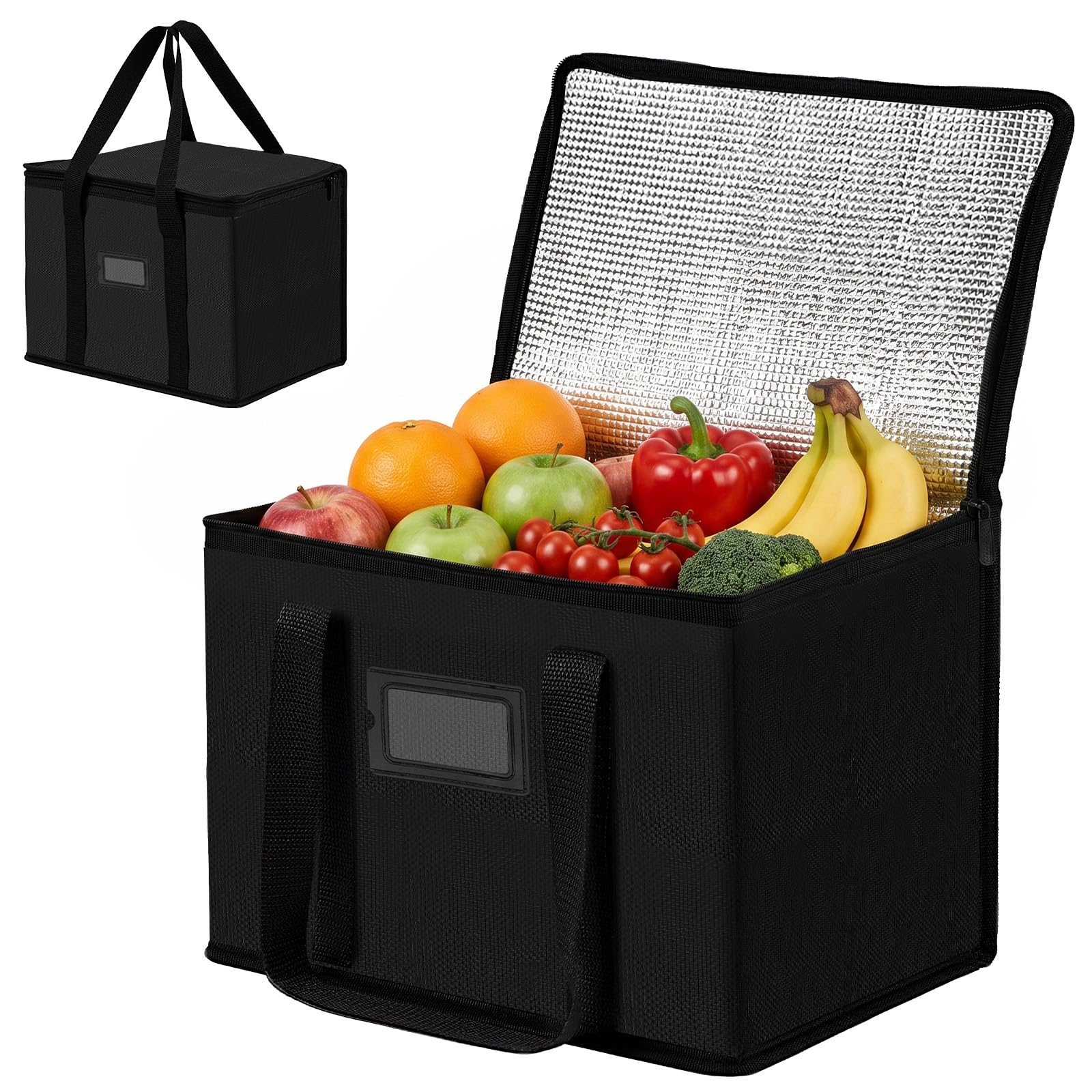 Alaoo 20L Foldable Insulated Bag for Food Travel Camping, Black, 35*23*26cm