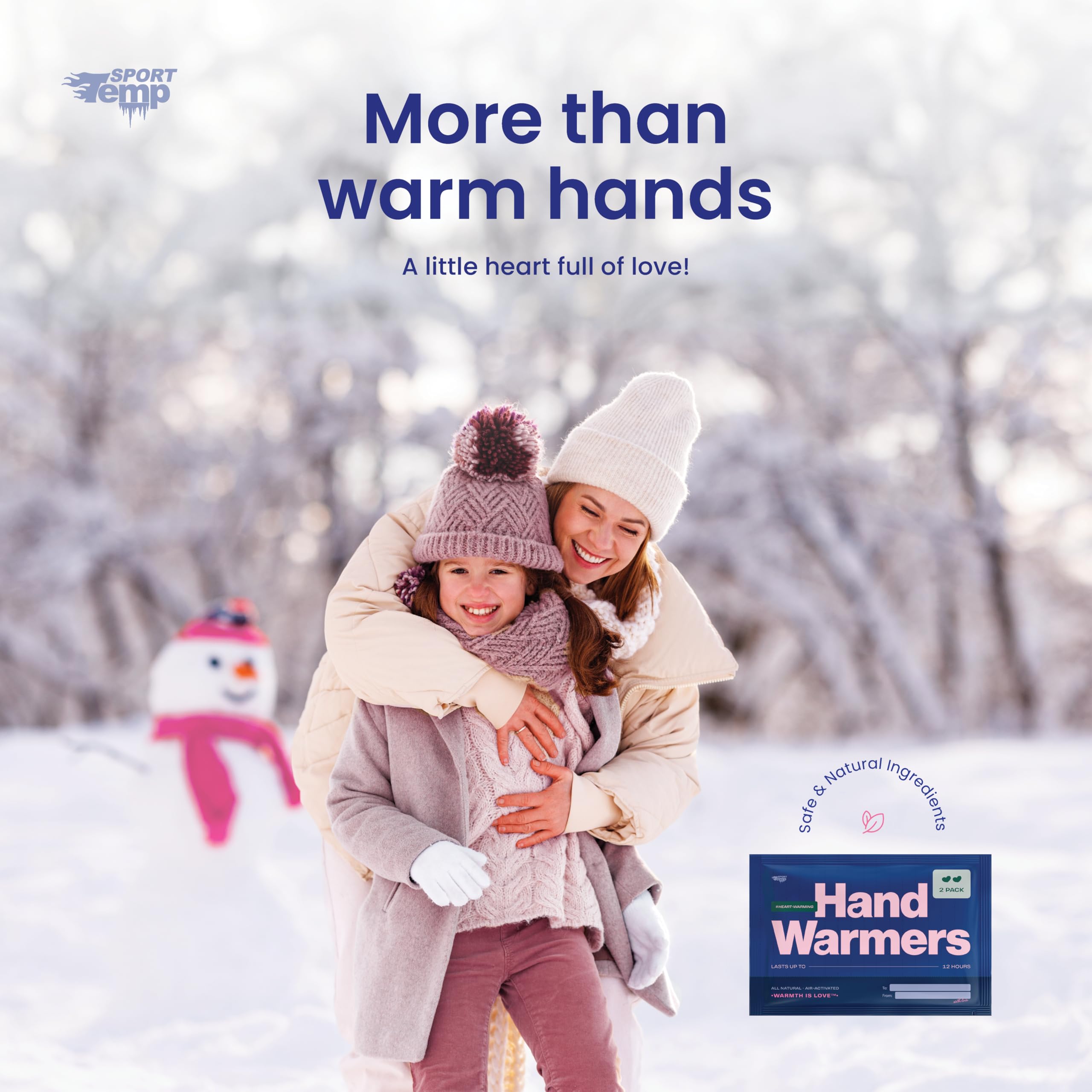 Heart Shape Hand Warmers - Up to 12 Hours of Heat, Super Long Lasting - Easy, All Natural - Air Activated, for Body & Hands - Odorless Hot Hand Warmer - Sport Temp