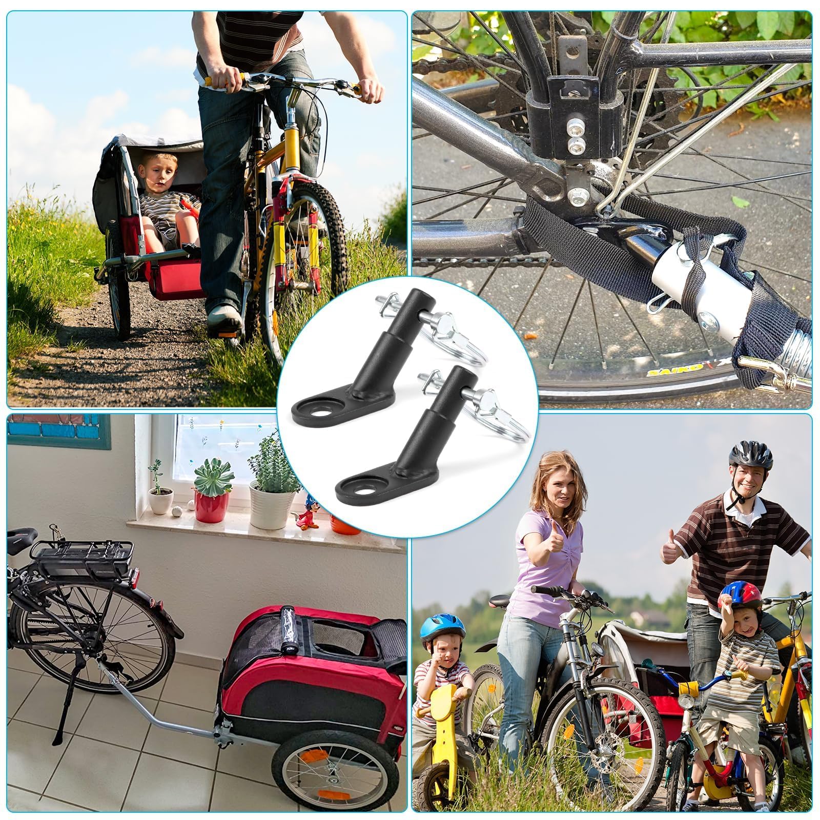 Gancio per bicicletta 2 pezzi con perno di sicurezza per cani bambini animali domestici