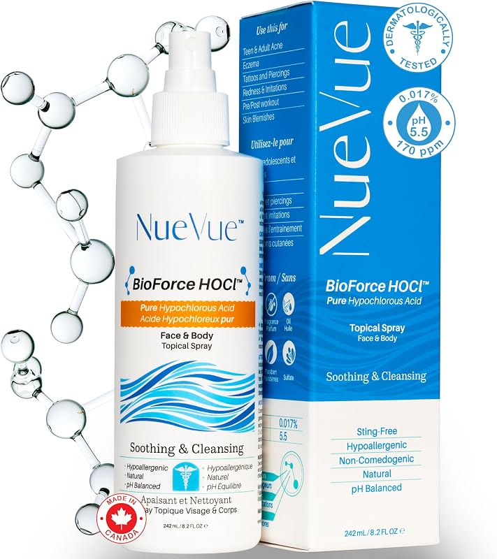 NueVue BioForce HOCl Spray para Rosto e Corpo com Ácido Hipocloroso 0,017% – 242 mL