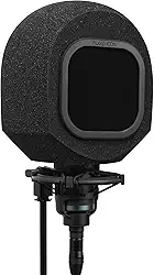 Soundbox Cabine de isolamento de gravação vocal - Escudo de microfone portátil com filtro pop substituível para canto de qualidade de estúdio, podcasts e som de locução. (Filtro pop preto clássico)