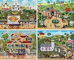 Bits and Pieces 4-in-1 Jigsaw Puzzle Multi-Pack – “Memory Lane” Scenic Puzzle Set by Joseph Holodook – Large Die-Cut Pieces