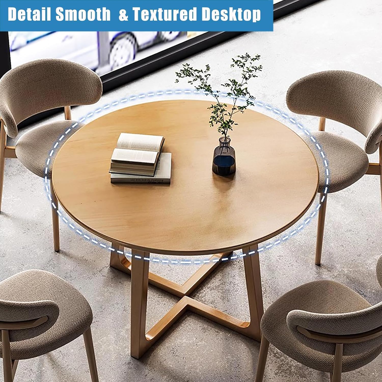 Mid Century Modern Solid Wood Round Dining Table - Vintage Pedestal Table for 2-4 People, Coffee & Leisure, Ideal for Apartment or Studio (Natural, 35.4" L x 35.4" W x 29.5" H)