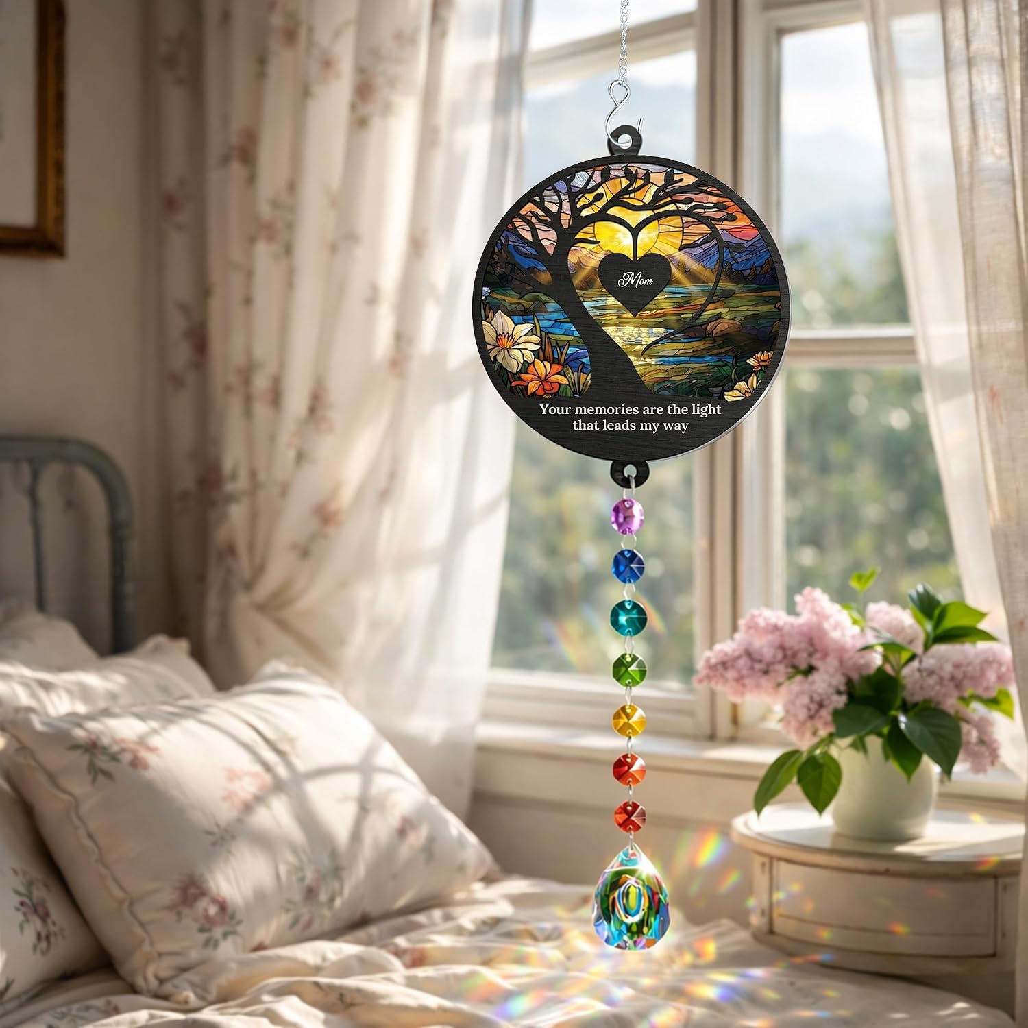 Memorial Gifts for Loss of Mom, Sympathy Gifts for Loss of Mother, Remembrance Suncatcher Gift Set with Crystal Prism, Card & Gift Box, Bereavement & Condolence Gifts