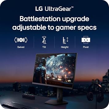 LG 27GS75Q-B 27-inch Ultragear QHD (2560x1440) Gaming Monitor, 180Hz (O/C 200Hz), 1ms, IPS, NVIDIA G-SYNC Compatible, AMD FreeSync, HDR10, Tilt/Height/Pivot Stand, HDMI, DisplayPort, Black