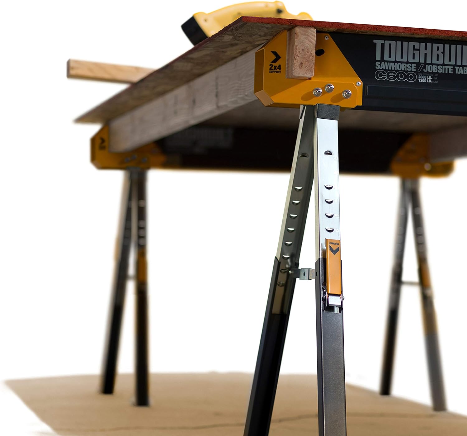 ToughBuilt - Folding Sawhorse/Jobsite Table - Sturdy, Durable, Lightweight, Heavy-Duty, 100% High Grade Steel, 1300lb Capacity, Easy Carry Handle - (TB-C600) - 1 Pack - - 