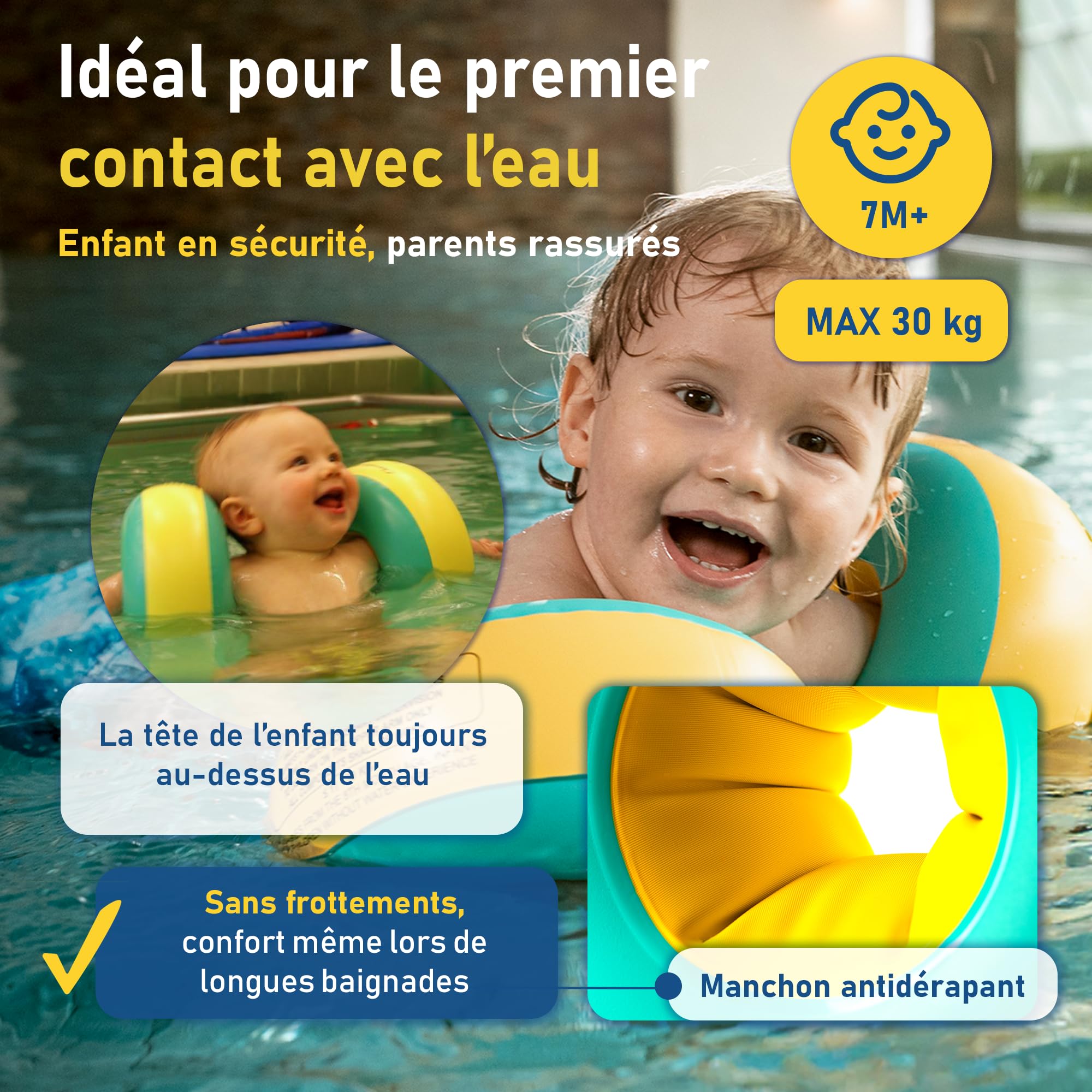 Cherek’s KraulQuappen Brassard de Natation Enfant - Aide à la nage pour Bébés et Jeunes Enfants dès 8 Mois Jusqu’à 30 kg - Brassard avec Noyau en Mousse