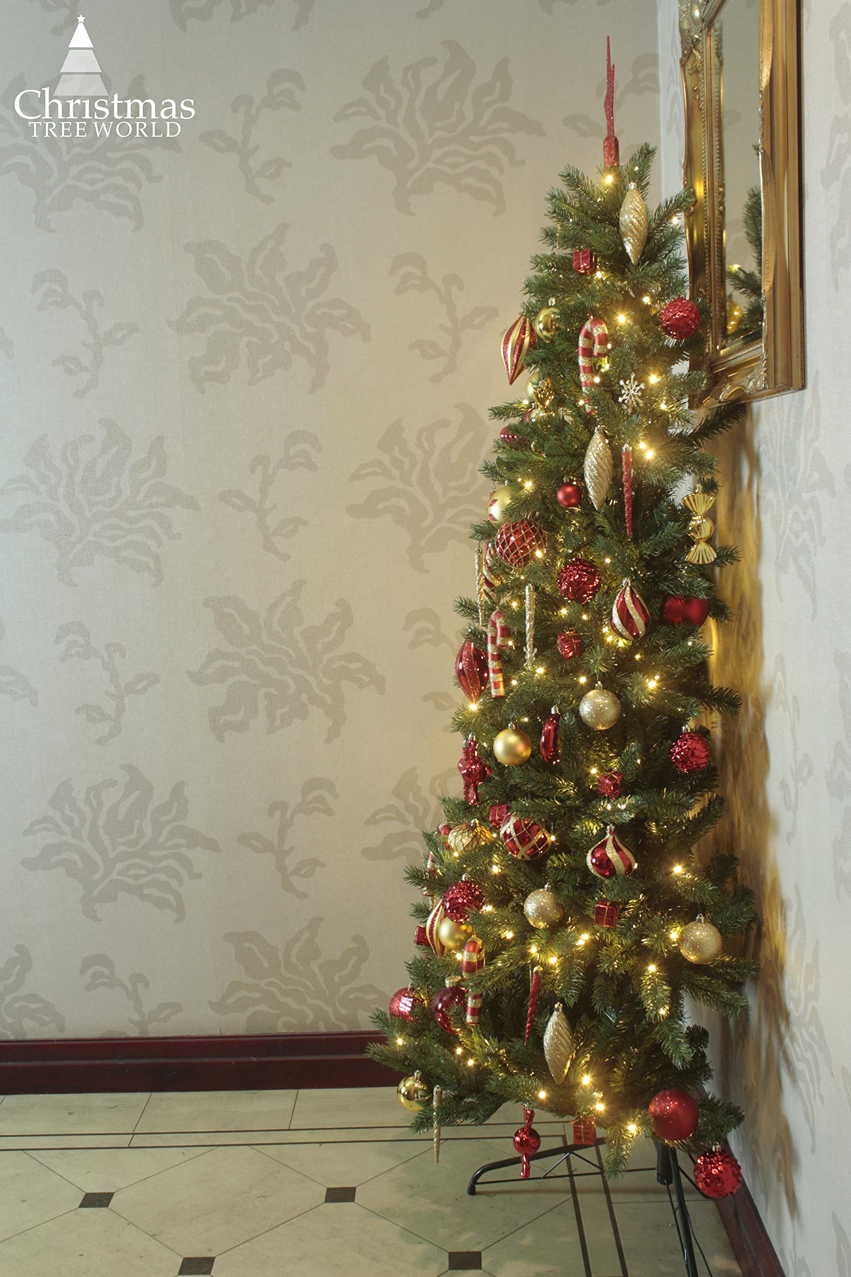 Christmas Tree World Green The 5Ft Pre-Lit Ultra Devonshire Half Tree Warm White Lights