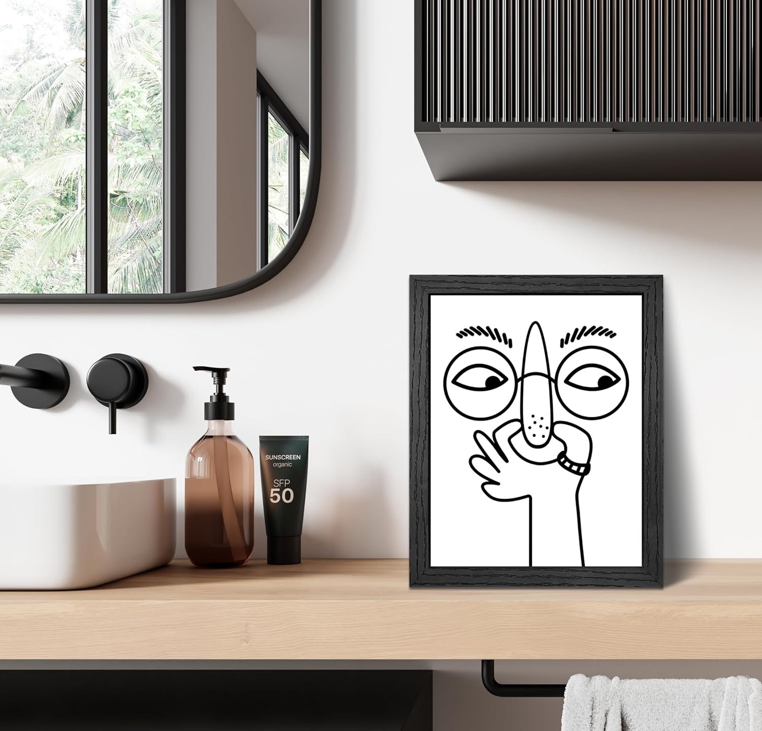 Funny Bathroom Wall Art Decor - Black and White Bad Smell Humorous Canvas Art Funny Guest Toilet Pictures Print Painting Framed Artwork Modern Minimalistic Bathroom Signs 8x10 Inch - Image 4
