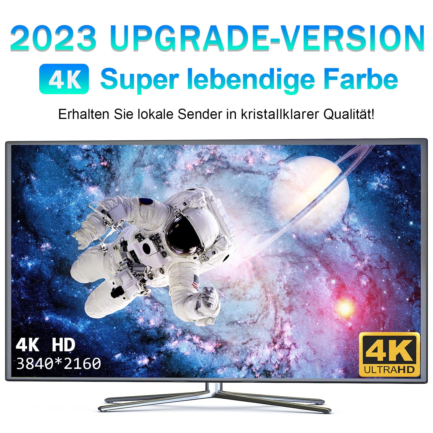 Antenne DVBT2 - Antenne d'intérieur DVB-T et DVB-T2 avec amplificateur, grande portée et réception à 360° - Antenne d'intérieur pour téléviseur avec base magnétique puissante - Convient pour 4K 1080p