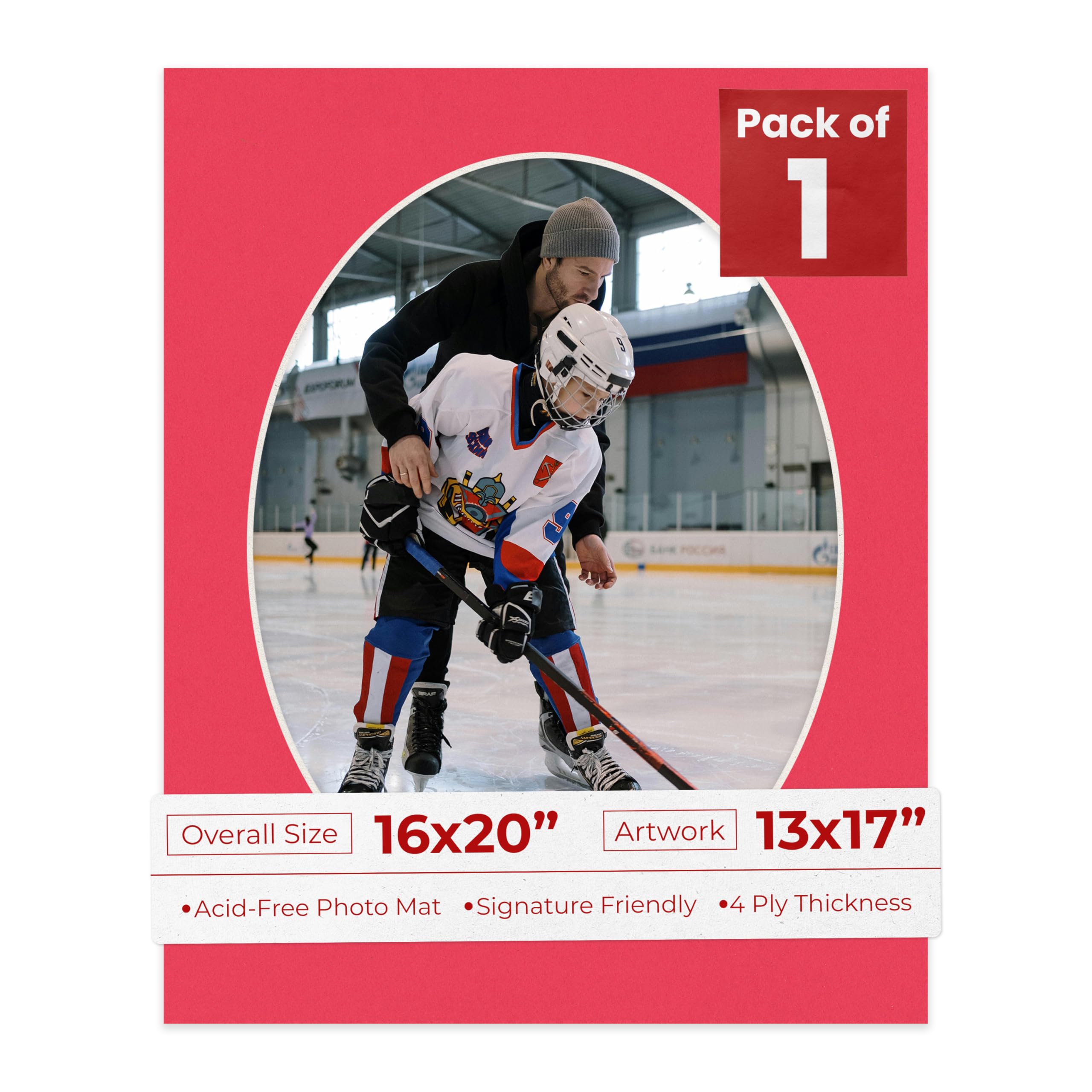 16x20 Mat Bevel Cut for 13x17 Photos - Precut Cardinal Red Oval Shaped Photo Mat Board Opening - Acid Free Matte to Protect Your Pictures - Bevel Cut for Family Photos, Pack of 1 Matboard Show Kit-image-40