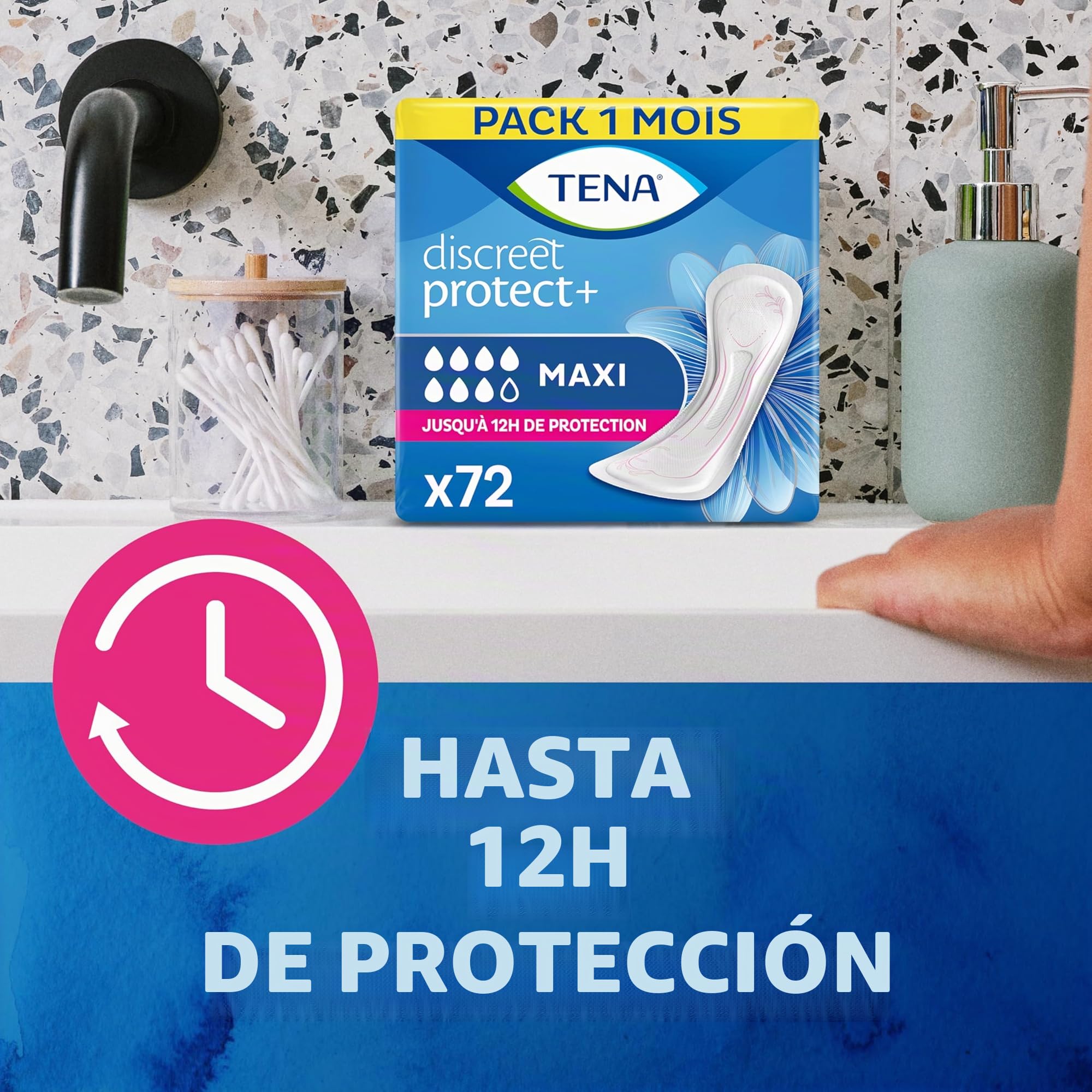 TENA Discreet Maxi x72 Compresas Muy Absorbentes Incontinencia Pérdidas Orina 12 Horas Sequedad